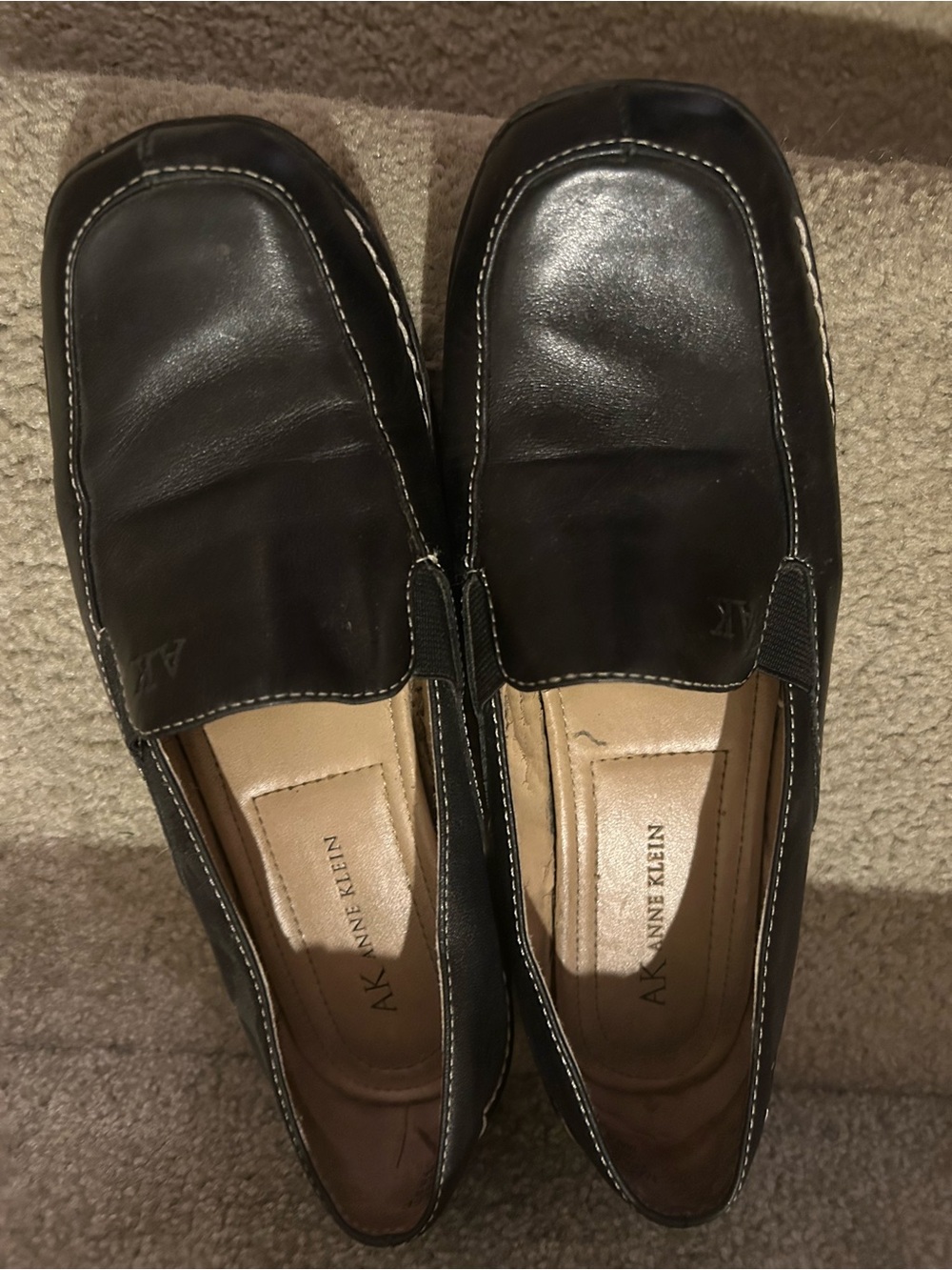 Anne Klein Men’s Black Leather Slip-On Loafers 7